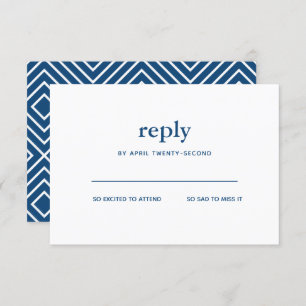 Convites Marinho Azul Bar Moderno Mitzvah White Reply Card