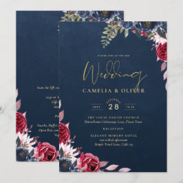 Convites Marinho Azul Berry Floral Burgundy Fall