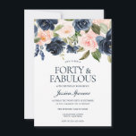 Convites Marinho Azul Blush Cor-de-rosa aniversário de 40 a<br><div class="desc">Marinho Floral Cor-de-Rosa-Blush Azul aniversário de 40 anos Ver coleção correspondente em Niche e Nest Store Também temos muitas outras Chamadas e coleções.</div>