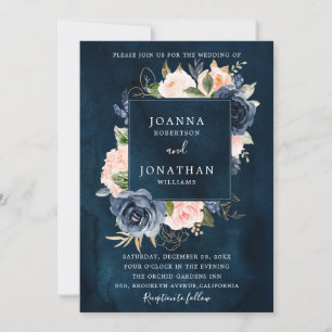 Convites Marinho Azul Blush Rosa Rosa Dourado Casamento Boh