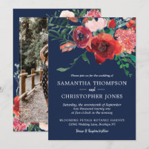 Marinho Azul Borgonha Vermelha Coral Foto Floral C