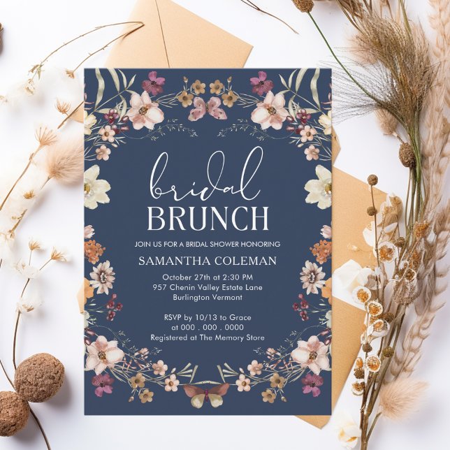 Convites Marinho Azul Bridal Bridal BrunChá de panela (Criador carregado)