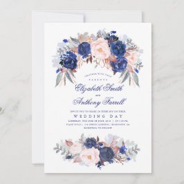 Convites Marinho Azul-Cadeias - Casamento Elegante Floral