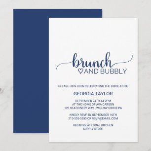 Convites Marinho Azul - Caligrafia Simples Brunch e Bubble