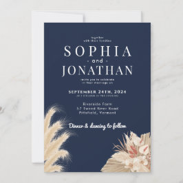 Convites Marinho Azul Casado Moderno de Casamento de Grass 