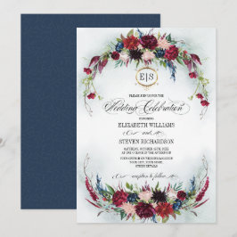 Convites Marinho azul | Casamento Burgundy Bloom Watercolor
