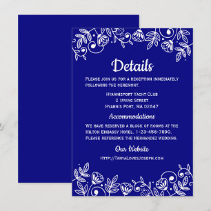 Convites Marinho Azul Casamento Detalhes Floral Elegante Fl
