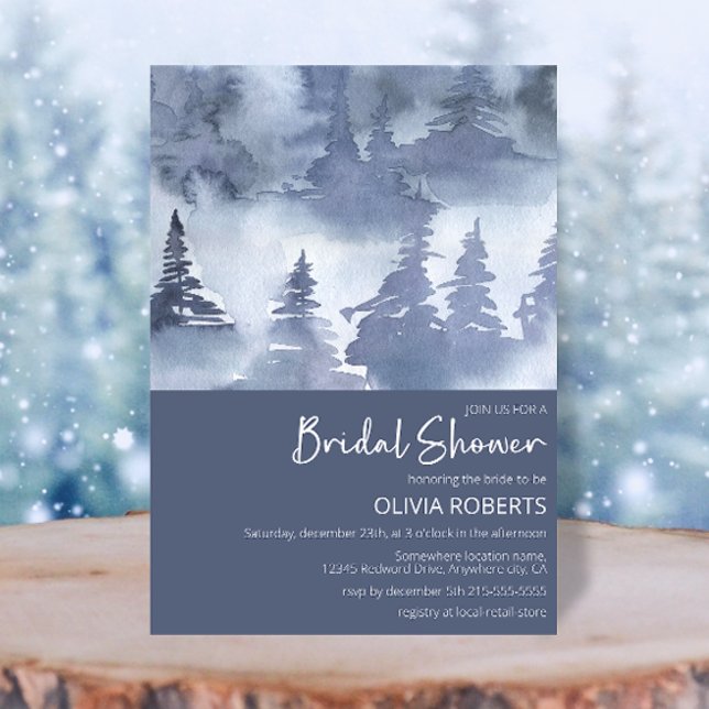 Convites Marinho Azul Chá de panela da Floresta Inverna (Criador carregado)