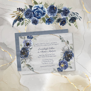 Convites Marinho Azul Cinza De Prata Casamento Floral De 