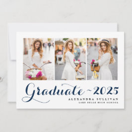 Convites Marinho Azul Classe de Graduação de Colagem de Fot