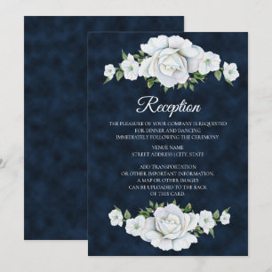 Convites Marinho Azul com Recepção de casamento Floral Br
