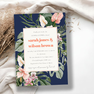 Convites Marinho Azul Cor-de-rosa Boho Casais tropicais Chá