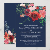 Marinho Azul Coral Burgundy Floral Watercolor Casa