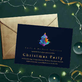 Convites Marinho Azul da Árvore de Natal do Arco-Íris Moder