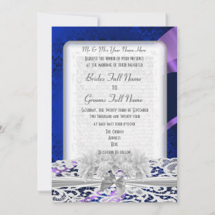 Convites Marinho azul damask White Lace