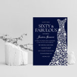 Convites Marinho Azul Diamante Branco Vestido 60ª festa de<br><div class="desc">Marinho Blue White Diamond Dress 60ª Festa de aniversário Sessenta e fabulosa Convidar Variações para o convite e itens correspondentes na nossa loja</div>