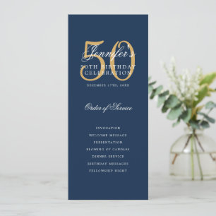 Convites Marinho Azul Dourado 50º Programa de Aniversário c