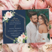 Marinho Azul Dourado Blush Casamento Guarde O Cart