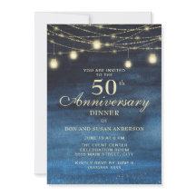 Marinho Azul Dourado Brilhante 50º Aniversário de