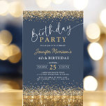 Convites Marinho Azul Dourado Brilhante Qualquer aniversári<br><div class="desc">Celebre com estilo este Marinho Azul, Dourado, com qualquer aniversário de 40 anos de Idade. Apresentando um fundo de marinho profundo com sotaques dourados brilhantes, este design elegante e moderno é perfeito para comemorações de aniversário de um marco. Seja um janto formal ou uma festa animada, este convite dá o...</div>