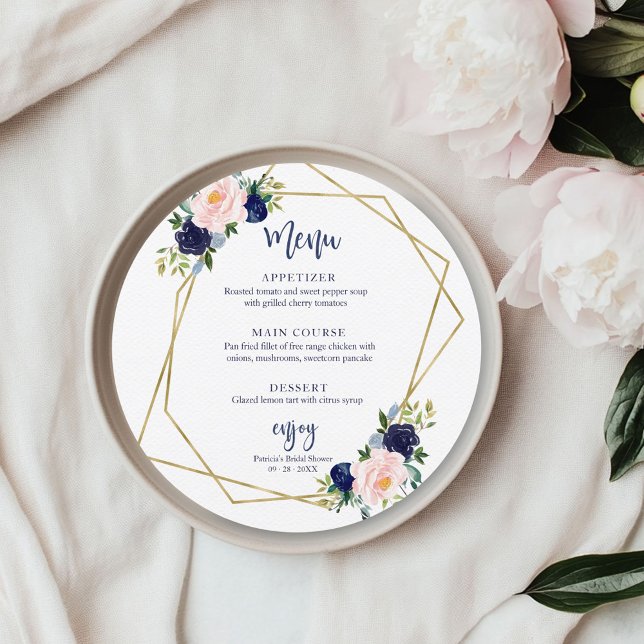 Convites Marinho Azul Dourado Chá de panela Inverno (Criador carregado)