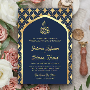 Convites Marinho Azul Dourado Diamantes Arch Casamento Muçu