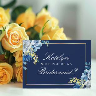 Convites Marinho Azul Dourado Floral Você Vai Ser Minha Po