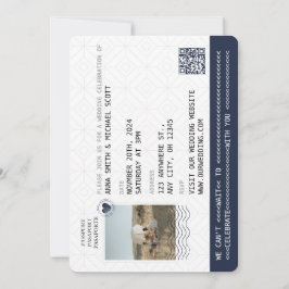 Convites Marinho Azul Dourado Passaporte Destino Casamento