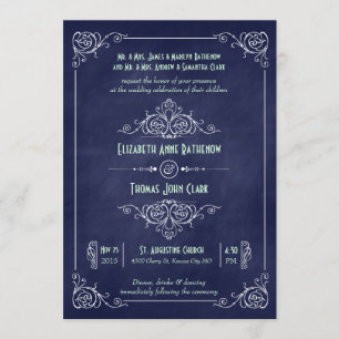 Convites Marinho Azul e Casamento Deco do Quadro de Chalkbo
