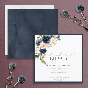 Convites Marinho Azul e Chá Inverso Floral Brunch e Borrach