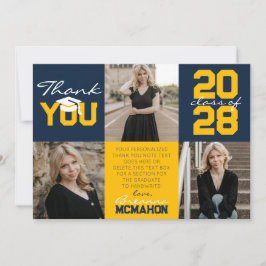 Convites Marinho Azul e Dourado 3 Graduação de Fotografias 