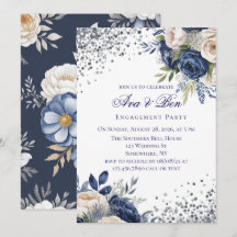 Marinho Azul e Festa de noivado Floral de Marfim