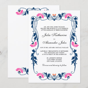 Convites Marinho Azul e Fuchsia - Nupa Floral