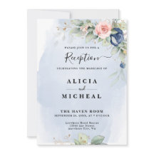 Marinho Azul e Recepção de casamento de Flor Rosa