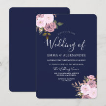 Marinho Azul e Rosa Dourado Casamento Floral