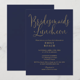 Convites Marinho Azul E Roteiro Dourado Bridesmaids Lunchei