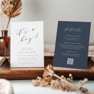 Convites Marinho Azul "É um Menino" Tudo em Um Chá de frald