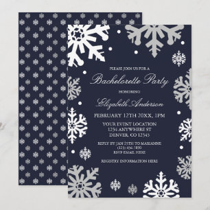 Convites Marinho Azul Flocos de neve Festa de solteira de i