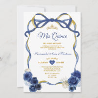 Marinho Azul Floral Arco Quadro Dourado Coroa Mis 