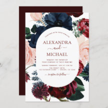 Marinho Azul Floral Eucalyptus Casamento