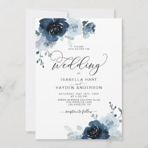 Convites Marinho Azul Flores Flores Casamento Floral