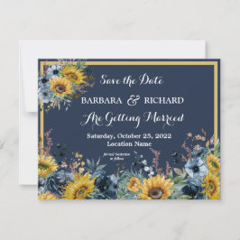 Convites Marinho Azul Girassol Floral Data de Salvação
