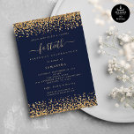 Convites Marinho Azul Glam 40ª Parte do Script Dourado Glit<br><div class="desc">Elegante Dourado Glitter Script Marinho Blue Glam 40th Party. Disponível digitalmente e impresso. Um pequeno brilho na comemoração do seu quadragésimo aniversário, uma falsa borda reluzente está em cada lado de cima e de baixo em um histórico clássico de marinho, e quadragésimo está em um roteiro de na moda com...</div>