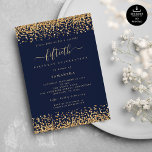 Convites Marinho Azul Glam 50ª Parte do Script Dourado Glit<br><div class="desc">Elegante Dourado Glitter Script Marinho Blue Glam 50th Party. Disponível digitalmente e impresso. Um pequeno brilho na comemoração do seu quinquagésimo aniversário, uma falsa borda reluzente está em cada lado de cima e de baixo em um histórico clássico de marinho, e o quinquagésimo está em um roteiro de na moda...</div>