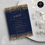 Convites Marinho Azul Glam 60ª Parte do Script Dourado Glit<br><div class="desc">Elegante Dourado Glitter Script Marinho Blue Glam 60th Party. Disponível digitalmente e impresso. Um pequeno brilho na comemoração do seu sexagésimo aniversário, uma falsa borda reluzente está em cada lado de cima e de baixo em um histórico clássico de marinho, e o sexagésimo está em um roteiro de na moda...</div>