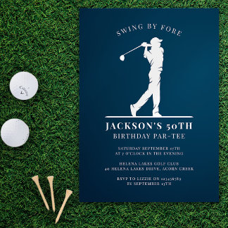 Convites Marinho Azul Golfe Aniversário Par-tee