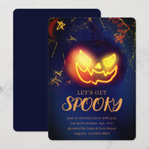 Convites Marinho Azul Gradiente Marinho Azul Spooky Hallowe