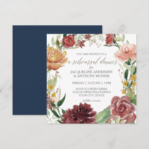 Convites Marinho Azul Janto Ensaio Floral Rústica Rosa ver