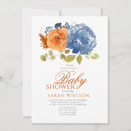 Convites Marinho Azul Laranja Parede Queda Chá de fraldas F