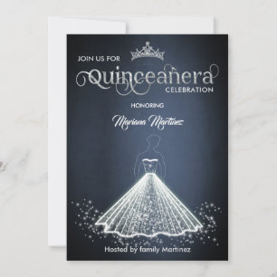 Convites Marinho azul luxuoso adorável vestido brilhando